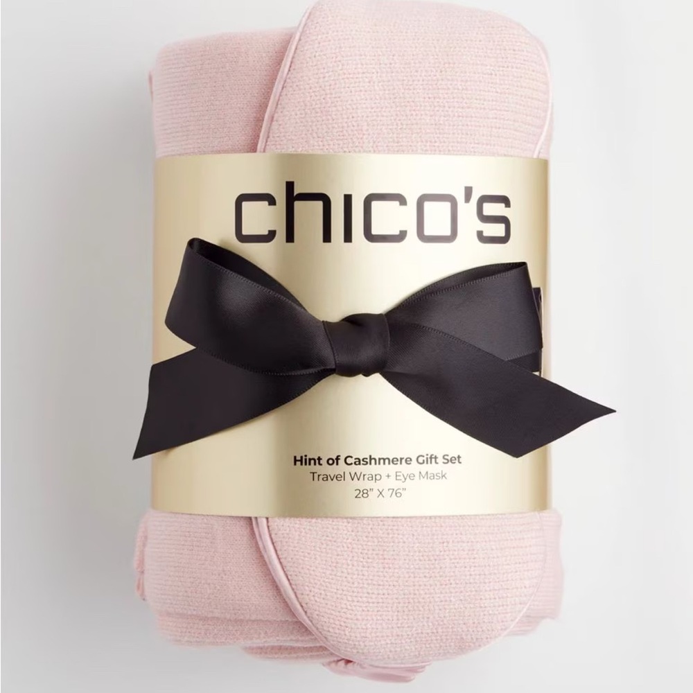 Chicos Travel Wrap Scarf and Eye Mask in Rose Smoke